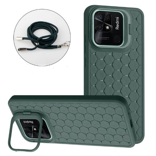 Xiaomi Redmi 10C Green TPU Phone Case with Lanyard - 1
