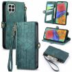 Samsung Galaxy M33 Geometric Zipper Wallet Leather Phone Case (Green) - 1