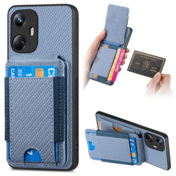 Realme 10 Pro+ Carbon Fiber Wallet Stand Phone Case - Blue - 1