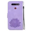 LG K41S/K51S Purple Lotus Embossed Leather Phone Case - 3