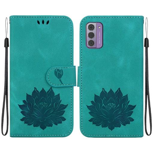 Nokia G42 Green Lotus Embossed Leather Phone Case - 1
