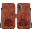 Nokia XR21 Lotus Embossed Leather Phone Case - Brown - 1