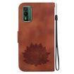 Nokia XR21 Lotus Embossed Leather Phone Case - Brown - 3