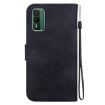 Nokia XR21 Lotus Embossed Leather Phone Case - Black - 3