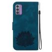 Nokia G42 Lotus Embossed Leather Phone Case - Dark Blue - 3