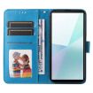 Sony Xperia 10 VI Blue Leather Phone Case - Embossed Sunflower - 4
