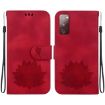Samsung Galaxy S20 FE 4G/5G Lotus Embossed Leather Phone Case - Red - 1