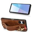 Sony Xperia 10 VI Leather Back Phone Case (Brown) Wristband - 5