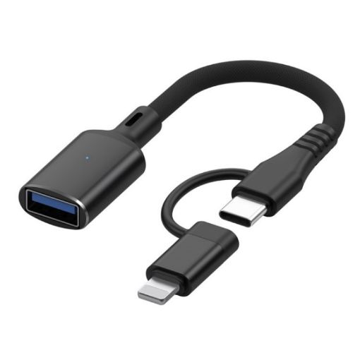 JS-112 2 in 1 USB Male to USB-C/Type-C OTG Adapter Cable - 1