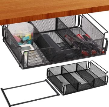 Under Desk Drawer Storage Organizer Tray - Black - 1