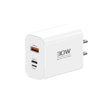 PD30W USB-C/Type-C + 8 Pin + USB-A Charger for iPhone Series - 1