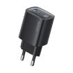 USAMS CC229 30W USB+USB-C Dual Port Charger EU Plug Black - 1
