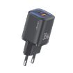 USAMS CC254 30W USB+USB-C Dual Port Fast Charger EU Plug Black - 1