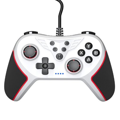 White USB Wired Gamepad for Switch/PC with Vibration & Burst Function - 1