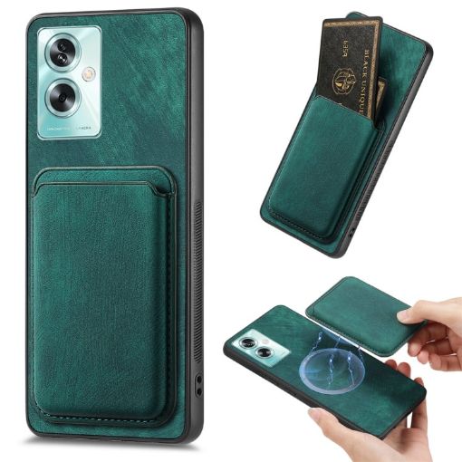 OPPO A79 5G Retro Leather Card Bag Magnetic Phone Case - Green - 1