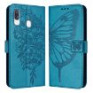 Samsung Galaxy A40 Embossed Butterfly Leather Phone Case - Blue - 1