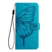 Samsung Galaxy A40 Embossed Butterfly Leather Phone Case - Blue - 2