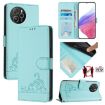 Blackview Shark 8 Cat Rat Embossed Pattern RFID Leather Phone Case - Mint Green - 1
