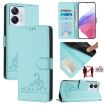 Blackview Color 8 Cat Rat Embossed Pattern RFID Leather Phone Case - Mint Green - 1
