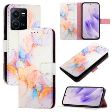 Marble Pattern Flip Leather Phone Case for vivo Y35/Y22s/Y22 4G - 1