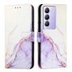 Marble Pattern Flip Leather Phone Case for vivo Y100/Y200e - White Purple - 2