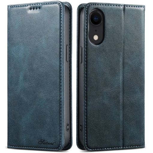 iPhone XR Blue Leather Wallet Phone Case - 1
