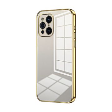 OPPO Find X3/Find X3 Pro Transparent Plating Phone Case - Gold - 1
