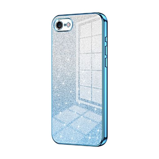 Blue Gradient Glitter Electroplated Phone Case for iPhone SE 2022/2020/8/7 - 1