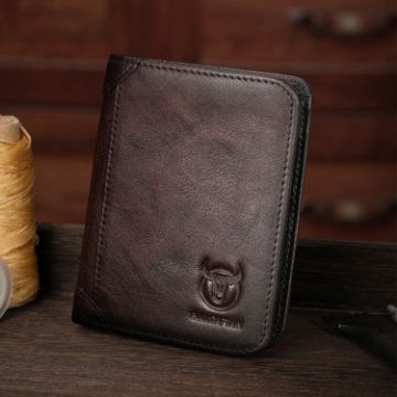 Bull Captain Men Wallet Cowhide Coin Clip RFID Vertical ID Holder - 1