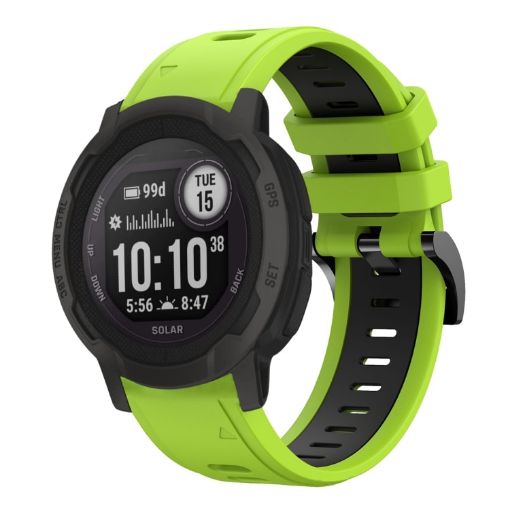 Garmin Instinct 2 22mm Lime Green + Black Silicone Watch Band - 1