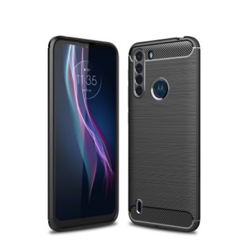 Motorola One Fusion Carbon Fiber TPU Case - Black - 1