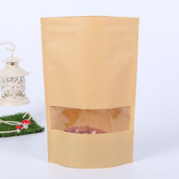 50 PCS Zipper Self Sealing Kraft Paper Bag with Window Stand Up - 1