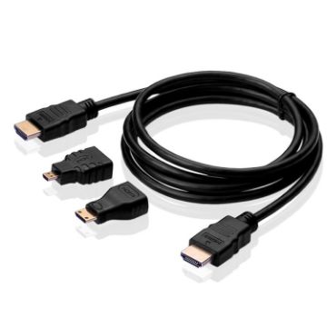 3 in 1 Full HD 1080P HDMI Cable Adaptor Kit - 1.5m Cable + Mini & Micro Adaptors - 1