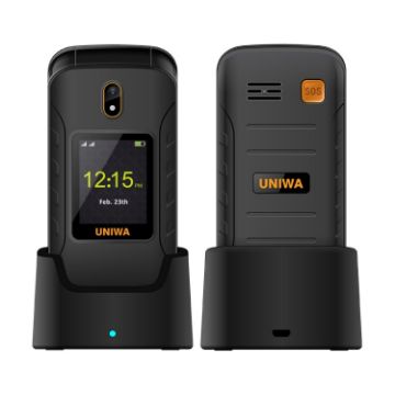 UNIWA V909T Flip Phone, 4G Network, Bluetooth, FM, SOS (Black) - 1