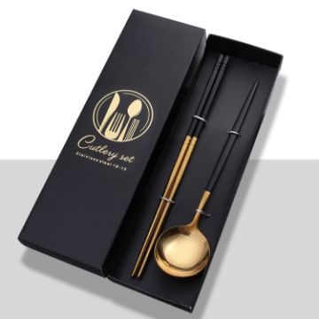 Stainless Steel Flatware Gift Set - Spoon Chopsticks - 2pcs/Pack - 1
