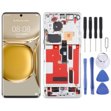 LCD Screen For Huawei P50 Pro Digitizer Assembly with Frame Silver - 1