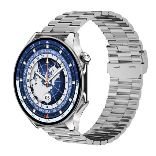 HD Watch X 1.43" IP68 BT5.3 Sport Smart Watch - Silver Steel + Blue Strap - 1