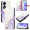 For Honor 70 PT003 Marble Pattern Flip Leather Phone Case White Purple - 1