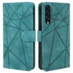 Samsung Galaxy A50 Green Leather Phone Case - Geometric Lines Skin Feel - 2