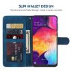 Samsung Galaxy A50 Blue Leather Phone Case - Geometric Lines Skin Feel - 3
