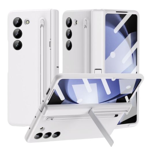 Samsung Galaxy Z Fold6 5G White Leather Phone Case - 1