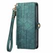 Green Geometric Zipper Wallet Leather Case for Realme 8/8 Pro - 2