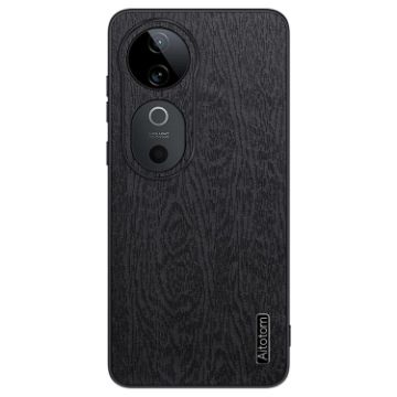 Vivo S19 Pro Tree Bark Leather Shockproof Phone Case - Black - 1