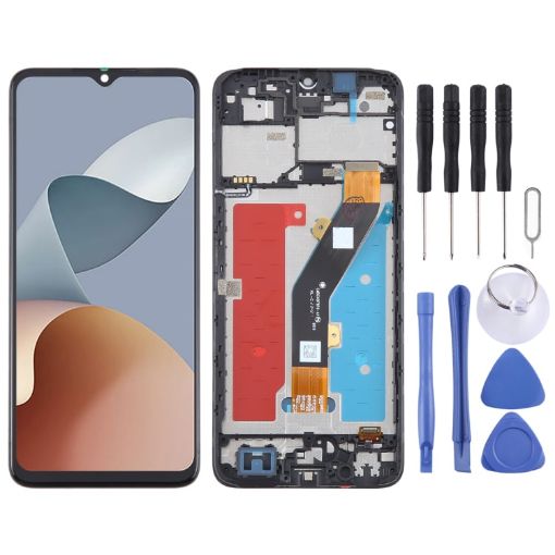 ZTE Blade A54 LCD Screen Digitizer Full Assembly with Frame - Black - 1