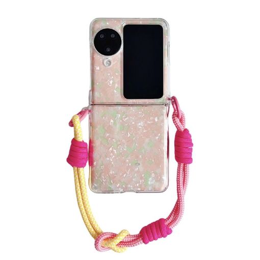 OPPO Find N3 Flip Phone Case with Rainbow Bracelet - Pink Green - 1