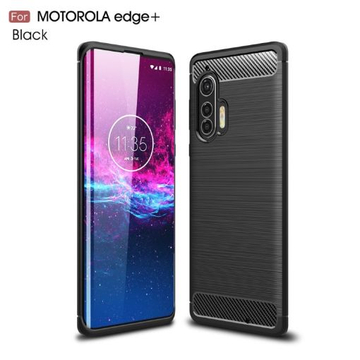 Motorola Moto Edge Plus Carbon Fiber TPU Case - Black - 1