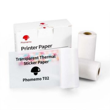Phomemo T02 Bluetooth Printer Thermal Paper Label Paper 50mmx3.5m - 1
