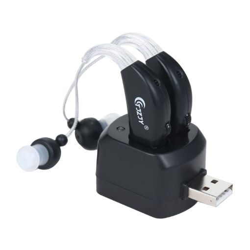 Rechargeable Hearing Aids for Seniors with Charging Base - Black - 1