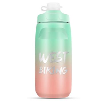WEST BIKING 620ML Bicycle Water Bottle - Green Pink Gradient - 1