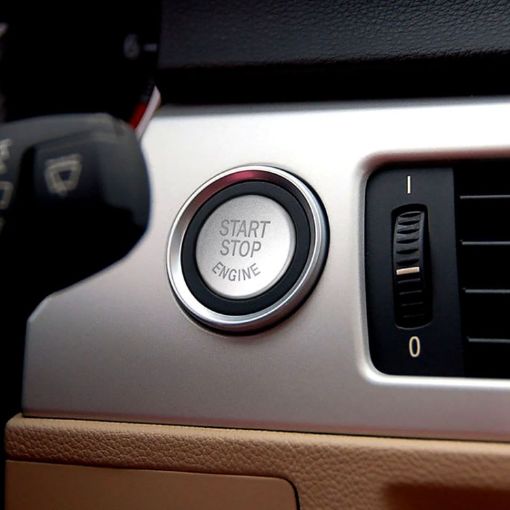 BMW E90 Chassis Car Engine Start Key Push Button Cover - Silver - 1